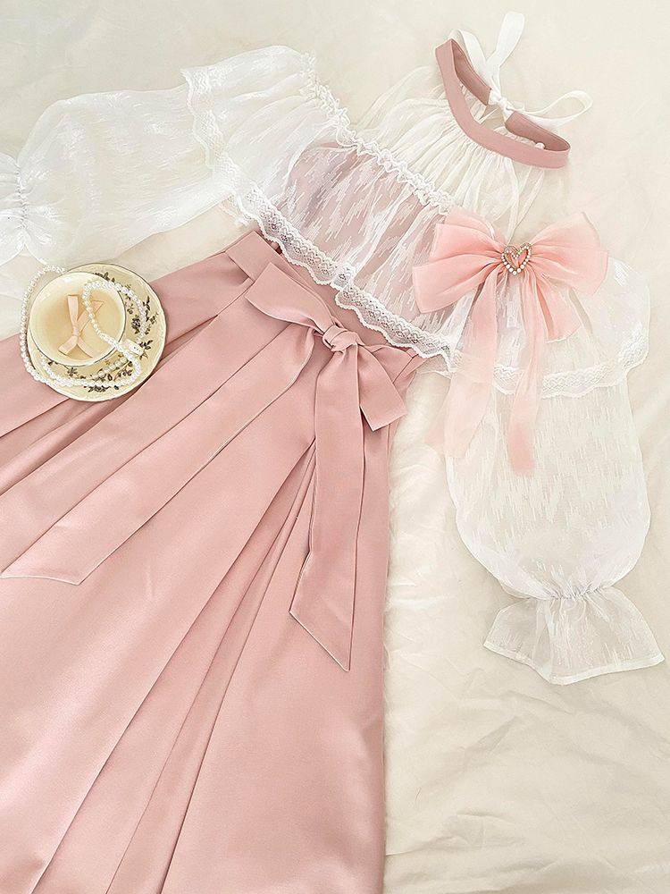 Japanese Tea - Abito lungo classico giapponese Lolita rosa